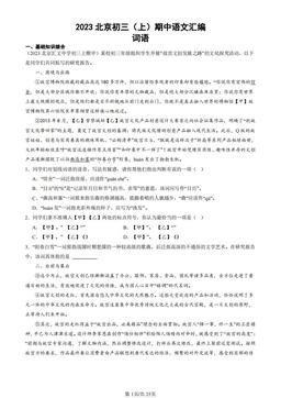 2023北京初三（上）期中语文汇编：词语-答案