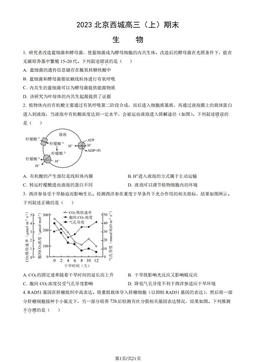 2023北京西城高三（上）期末生物（教师版）-答案