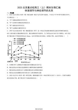 2023北京重点校高三（上）期末生物汇编：体液调节与神经调节的关系-答案