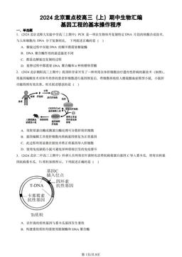 2024北京重点校高三（上）期中生物汇编：基因工程的基本操作程序-答案