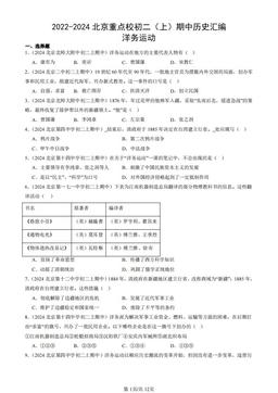 2022-2024北京重点校初二（上）期中历史汇编：洋务运动-答案