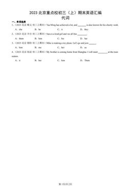 2023北京重点校初三（上）期末英语汇编：代词-答案