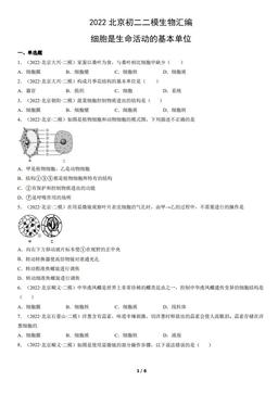 2022北京初二二模生物汇编：细胞是生命活动的基本单位-答案