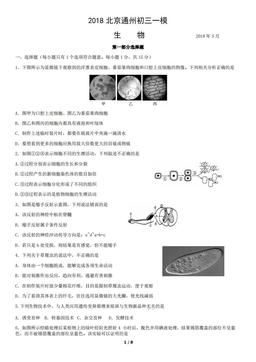 2018北京通州初三一模生物（教师版）-答案