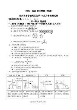2025北京育才学校高三12月月考化学-答案