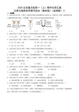 2024北京重点校高一（上）期中化学汇编：元素与物质世界章节综合（鲁科版）（选择题）11-答案
