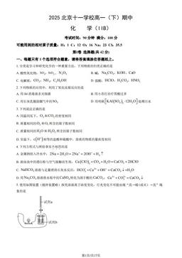 2025北京十一学校高一（下）期中化学（IIB）（教师版）-答案