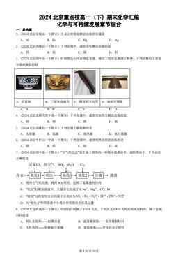 2024北京重点校高一（下）期末化学汇编：化学与可持续发展章节综合-答案