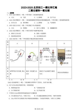 2023-2025北京初三一模化学汇编：二氧化碳和一氧化碳-答案