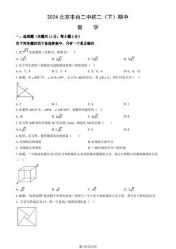 2024北京丰台二中初二（下）期中数学（教师版）-答案