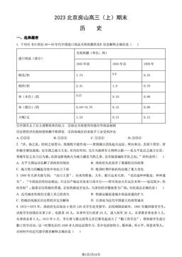 2023北京房山高三（上）期末历史（教师版）-答案