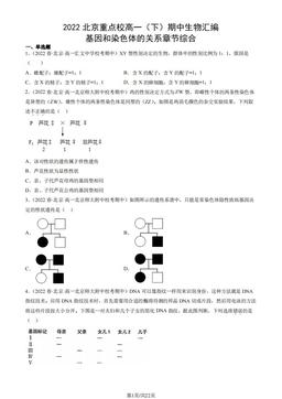 2022北京重点校高一（下）期中生物汇编：基因和染色体的关系章节综合-答案