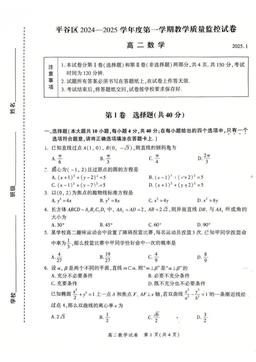 2025北京平谷高二（上）期末数学-试题