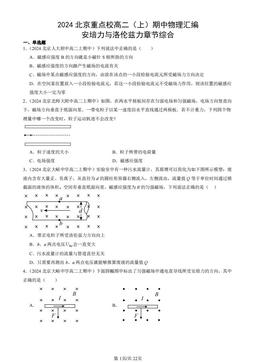 2024北京重点校高二（上）期中物理汇编：安培力与洛伦兹力章节综合-答案