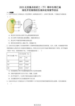 2023北京重点校初二（下）期中生物汇编：绿色开花植物的生殖和发育章节综合-答案