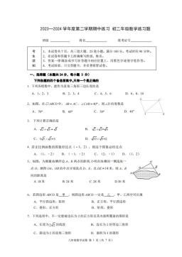 2024北京北大附中初二（下）期中数学（教师版）-答案