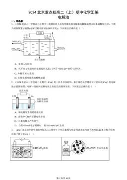 2024北京重点校高二（上）期中化学汇编：电解池-答案