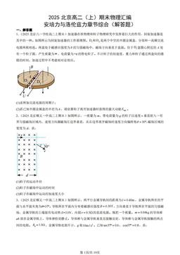 2025北京高二（上）期末物理汇编：安培力与洛伦兹力章节综合（解答题）-答案