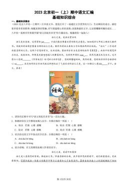 2023北京初一（上）期中语文汇编：基础知识综合-答案