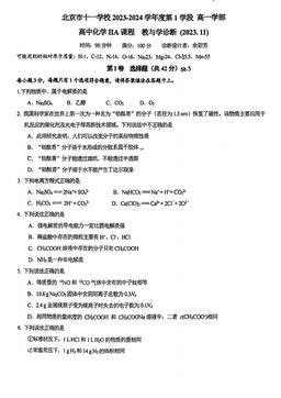 2023北京十一学校高一（上）期中化学（教师版）-答案