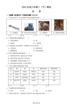 2023北京八中高一（下）期末化学（教师版）-答案