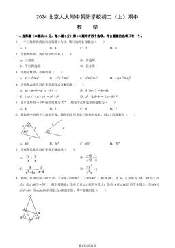 2024北京人大附中朝阳学校初二（上）期中数学（教师版）-答案