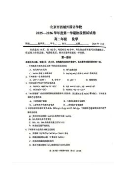 2025北京西城外国语学校高一（上）期中化学-试题