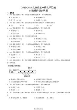 2022-2024北京初三一模化学汇编：对酸碱的初步认识-答案