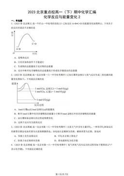 2023北京重点校高一（下）期中化学汇编：化学反应与能量变化2-答案