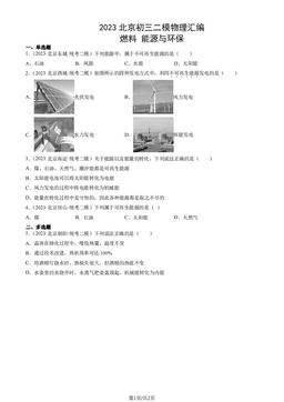 2023北京初三二模物理汇编：燃料 能源与环保-答案