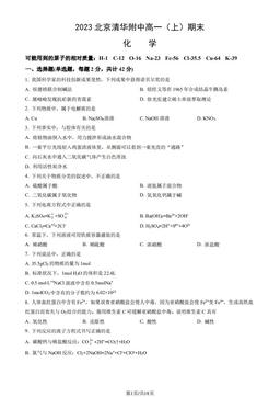 2023北京清华附中高一（上）期末化学（教师版）-答案