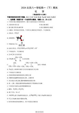 2024北京八一学校高一（下）期末化学（教师版）-答案