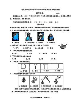 2025北京中关村中学初三（上）期中化学-试题