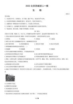 2022北京西城初二一模生物（教师版）-答案