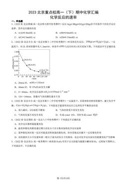 2023北京重点校高一（下）期中化学汇编：化学反应的速率-答案