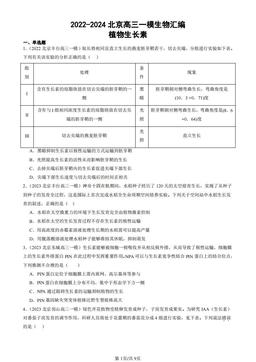 2022-2024北京高三一模生物汇编：植物生长素-答案