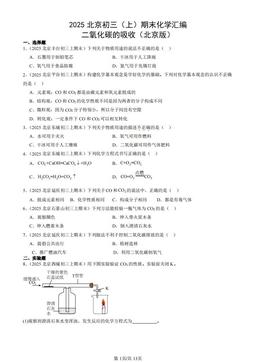 2025北京初三（上）期末化学汇编：二氧化碳的吸收（北京版）-答案
