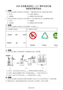 2022北京重点校初三（上）期中化学汇编：碳的世界章节综合-答案
