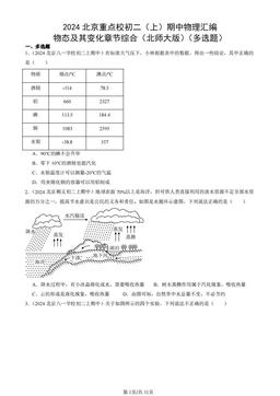 2024北京重点校初二（上）期中物理汇编：物态及其变化章节综合（北师大版）（多选题）-答案