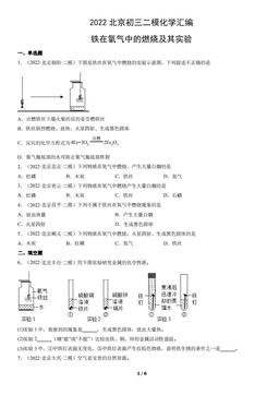 2022北京初三二模化学汇编：铁在氧气中的燃烧及其实验-答案