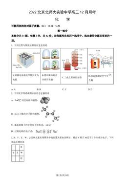 2022北京北师大实验中学高三12月月考化学（教师版）-答案