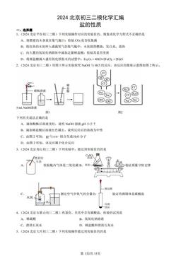 2024北京初三二模化学汇编：盐的性质-答案