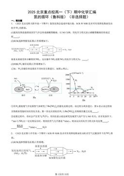 2025北京重点校高一（下）期中化学汇编：氮的循环（鲁科版）（非选择题）-答案