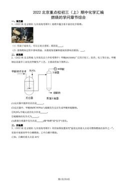 2022北京重点校初三（上）期中化学汇编：燃烧的学问章节综合-答案