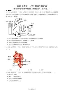 2025北京初一（下）期末生物汇编：生物的呼吸章节综合（京改版）（选择题）1-答案