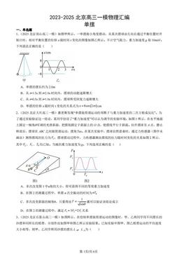 2023-2025北京高三一模物理汇编：单摆-答案