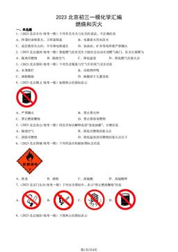 2023北京初三一模化学汇编：燃烧和灭火-答案