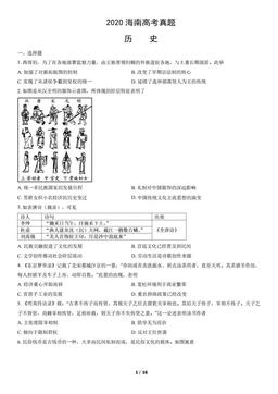 2020海南高考真题历史（教师版）-答案