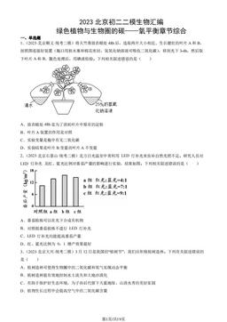 2023北京初二二模生物汇编：绿色植物与生物圈的碳——氧平衡章节综合-答案