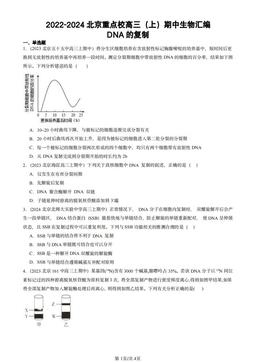 2022-2024北京重点校高三（上）期中生物汇编：DNA的复制-答案